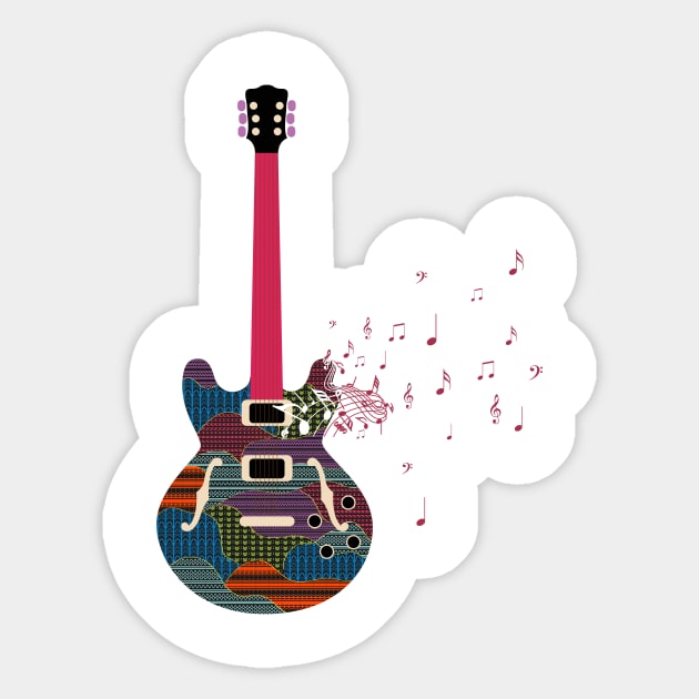 Guitarra con notas musicales Sticker by magenta-dream